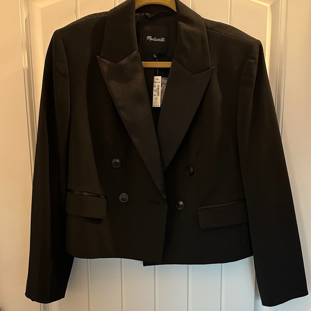 Madewell cropped tuxedo Jacket - NWT - size 6 black